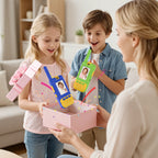 Kael HD video walkie-talkies in blue and green, an interactive gift for kids featuring a clear display for real-time video communication