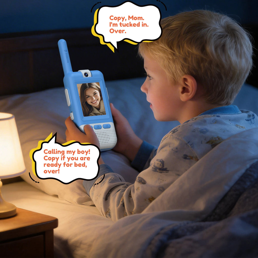 Kael HD video walkie talkie providing nighttime comfort and security for kids to communicate with parents at bedtime
