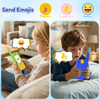 Kael smart walkie talkies in green and blue for kids, featuring interactive emojis and fun sound effects for engaging, creative communication.