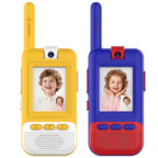 Yellow and blue Kael video walkie talkies with real-time video calling for kids