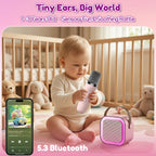 Mom plays calming lullabies for her baby through a Bluetooth 5.3 kids karaoke machine.